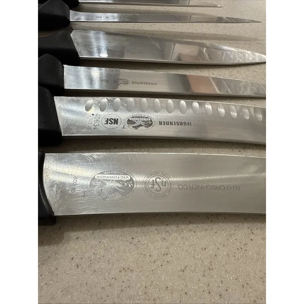 7 Victorinox Forschner Knives Knife Set 9” to 16” long SWISS Made vtg